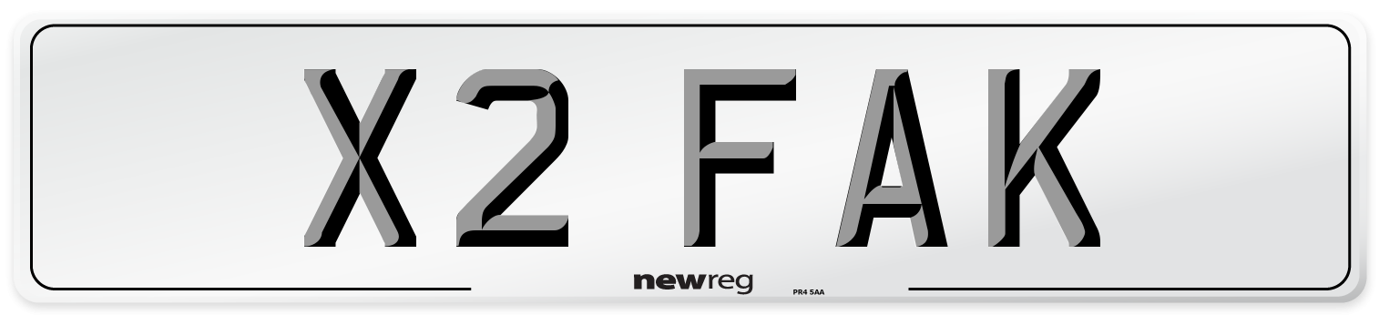 X2 FAK Number Plate from New Reg